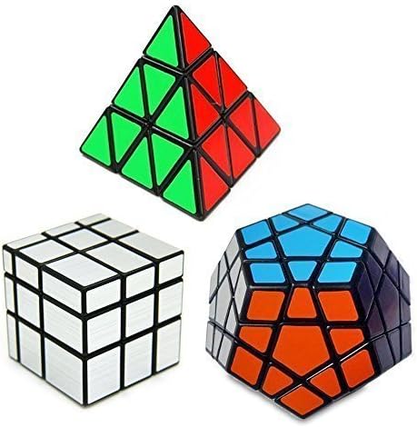 The Originall Set of 3 Speed Cube Pyraminx, Megaminx, Silver Mirror Magic Puzzle