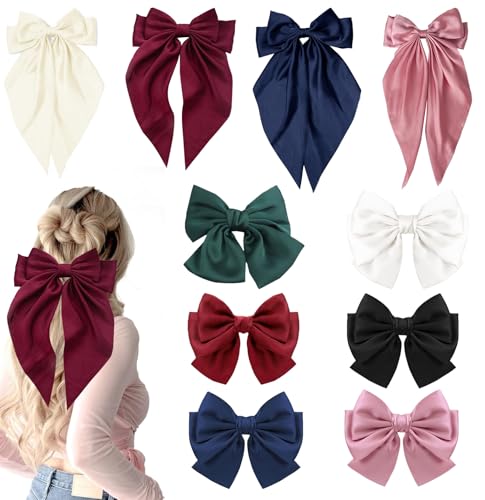 El Mejor Listado de Monos para Niña los 5 mejores. 43 IUJWDA 10pcs Pinzas para Cabello, Lazos para el pelo de Satén Grandes, Moños para Niñas, Clips para Cabello Gigantes de Gran Tamaño con Lazo Largo, Accesorios para Mujer
