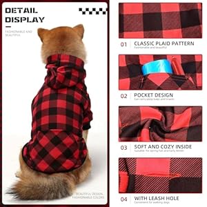 Redplaiddoghoodiesoftdogsweaterhoodiewithleashholeandpocketelasticpetclothessweatshirtforsmallmediumlargesizedogsredalarge  Urban Country Home Decor Red plaid dog hoodie soft dog sweater hoodie with leash hole and pocket elastic pet clothes sweatshirt for small medium large size dogsred alarge  urban country home decor