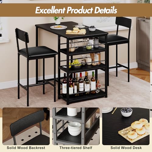 Mesa de cocina con estantes para optimizar espacios y taburetes cómodos 6