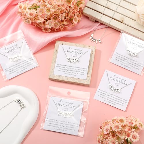 Cheerleader Necklace Gifts Bulk Cheerleading Stuff Include Cheer Necklace & Card Bag Adjustable Cheerleading Necklaces Gift for Cheer Team Cheerleader Stuff Party Supply4