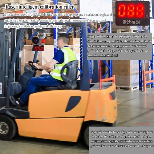 Syrena alarmowa przekroczenia prędkości wózka widłowego z pilotem zdalnego sterowania, wyświetlacz prędkości w czasie rzeczywistym, dźwięk 120 dB, kompatybilna z DC 12 ~ 42 V dla zwiększenia