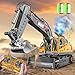 17CH Remote Control Excavator Construction Toy for Boys - 2400mAh RC Excavator Toy with Metal Shovel/Spray/Lights/Sounds, RC Digger Construction Vehicles Toys Excavator Toys Gift for Boys 8-12 Yr Old