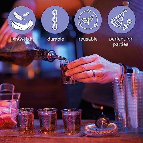 Matana S0650 100 Pack Clear Plastic Shot Glasses Gold Glitter 2 Oz thumb #2