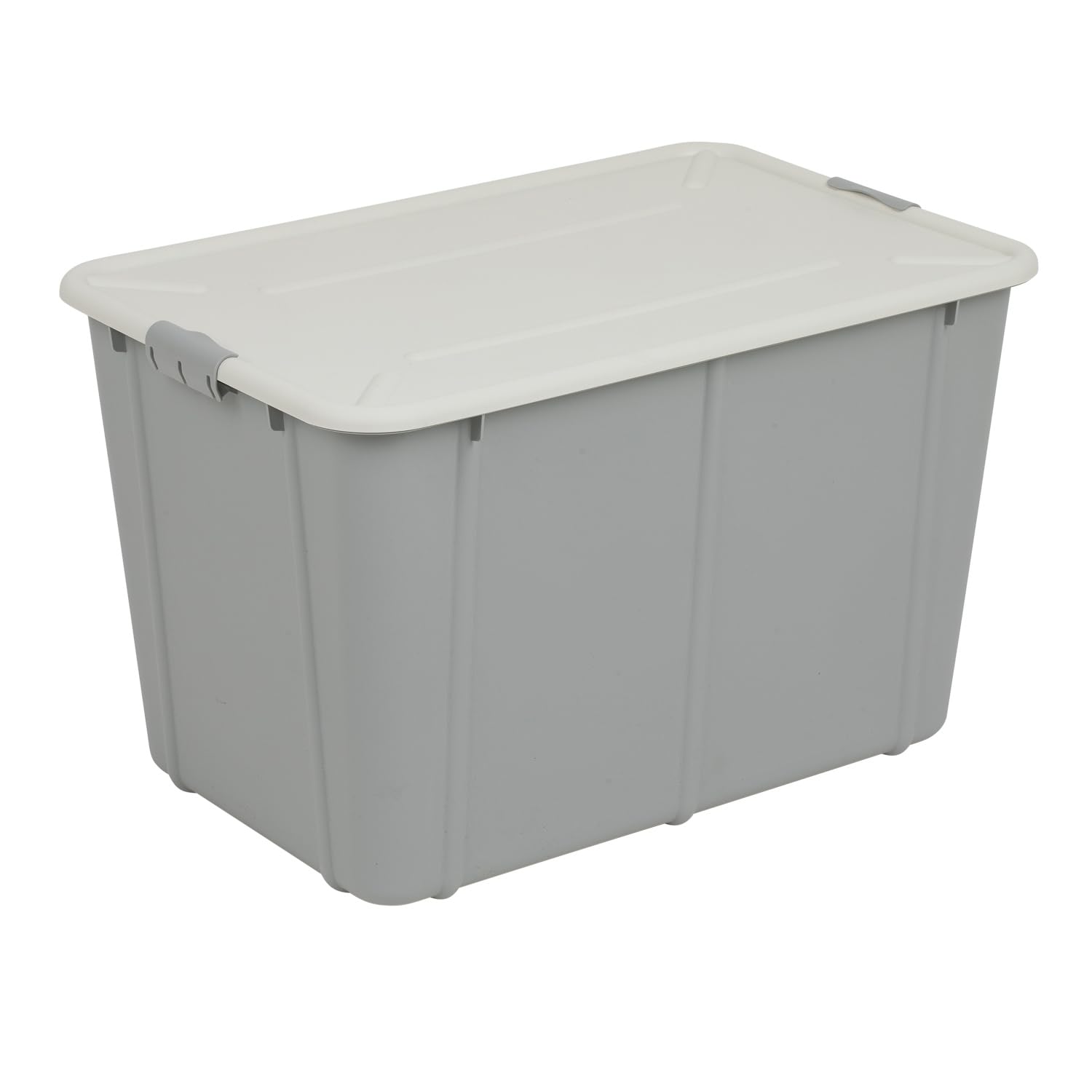 Branq Home Essential Light Grey 60 Litre Heavy Duty Large Storage Box With Clip Locked Lid, Bpa Free Plastic Stackable Storage Box, Ideal For Garage And Home Storage, 58.8 X 39.3 X 37 Cm (Lxwxh)