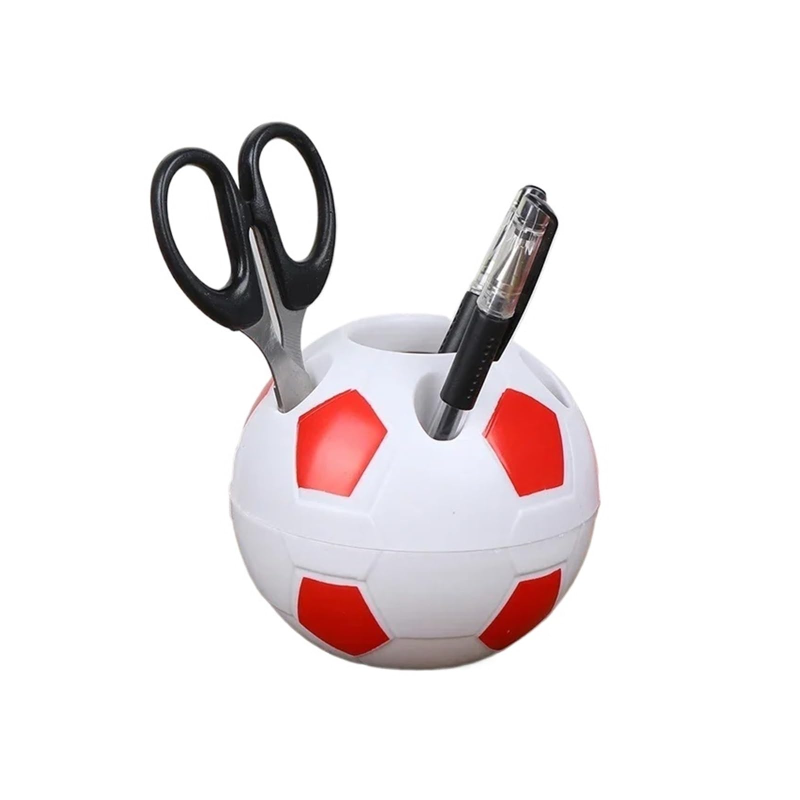 SDIUAKBV Pen Holder Pen Holder Creative Round Football Shaped Multifunctional Plastic Storage Box Shape Desktop Decoration For desks(Red)