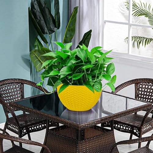 Image of Go Hooked Hanging Pots | Yellow | 7.1 Inch Diameter | 4.8 Inch Height | 3 mm Thickness | 13 Inch Chain | 6 Pieces