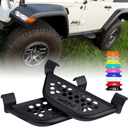 IAG EZ-Step for Jeep Wrangler 2018+ 2 Door w/OEM rockrails (Black Logo Plate, 1 Pair)