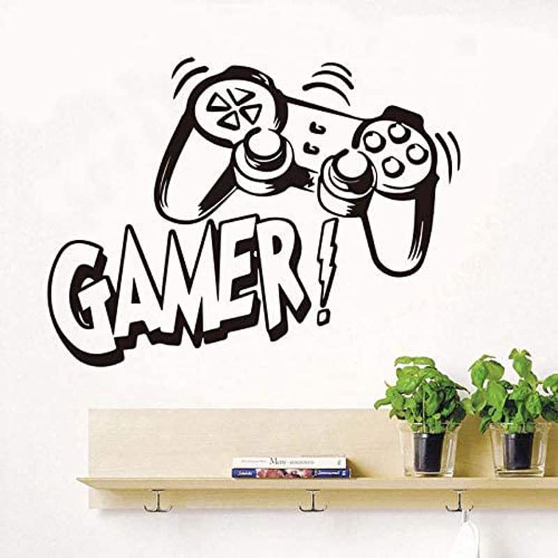 Funny Gaming Zone Wall Decal Quote Home Room Decor Decoration Art Vinyl Sticker Inspirational Funny Controller Gamer Nerd Geek Teen Video PC Console Game Kids