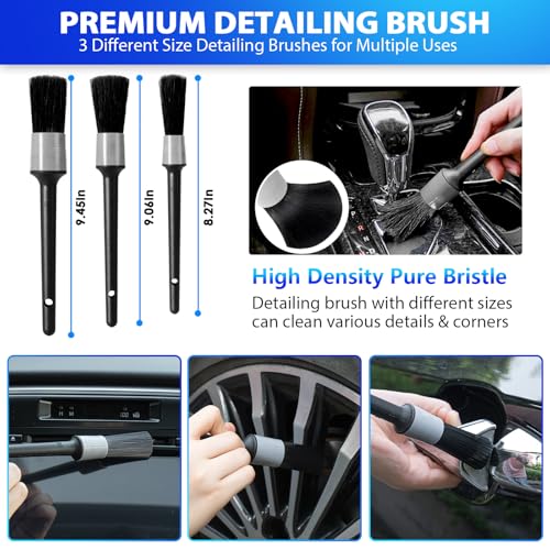 THINKWORK Car Cleaning Kit, Car Vacuum Kit, Gray Car Interior Detailing Kit with 8000PA High Power Vacuum, Including 7Pcs Detailing Brush Set and Bag - Image 5