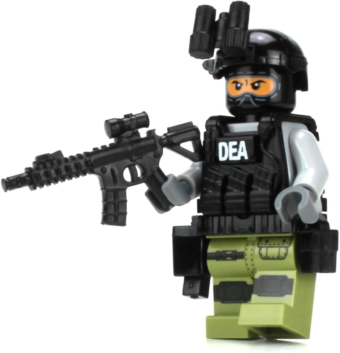 1.6 Inches Tall DEA Special Response Team SRT Officer Custom Minifigure | Accessories Made in the USA | Genuine Military Minifig | Great Gift for Ages 10+ to Adult AFOL