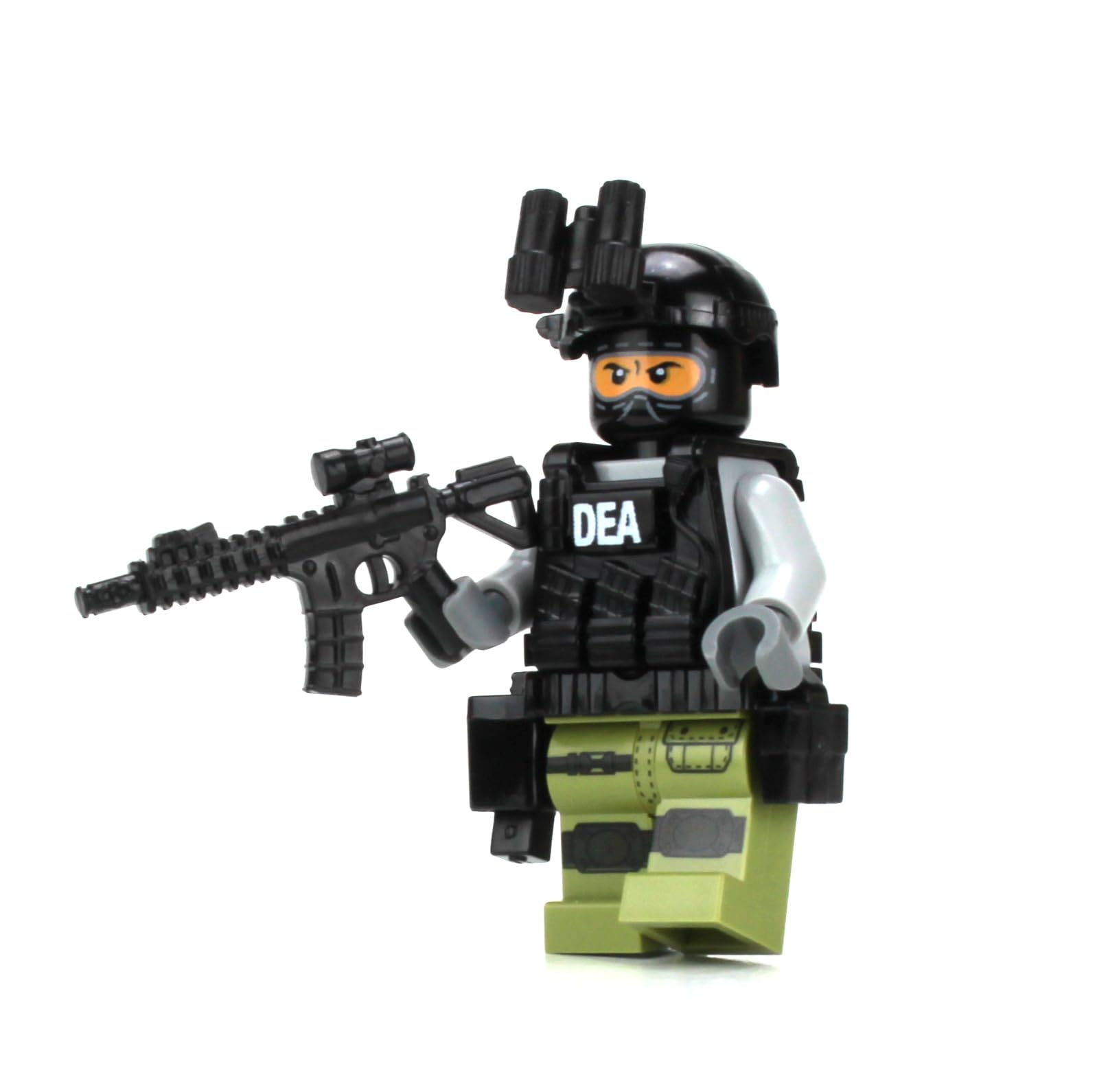 Battle Brick DEA Special Response Team SRT Officer Custom Minifigure | Accessories Made in The USA | Genuine Military Minifig | 1.6 Inches Tall | Great Gift for Ages 10+ to Adult AFOL