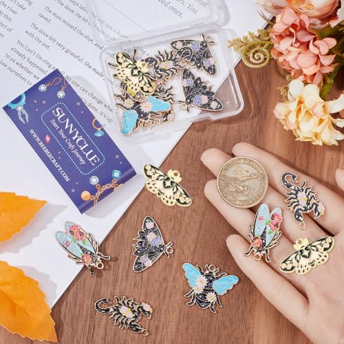 Breloques papillon et insectes en émail pour création de bijoux | Boîte de 20 pièces