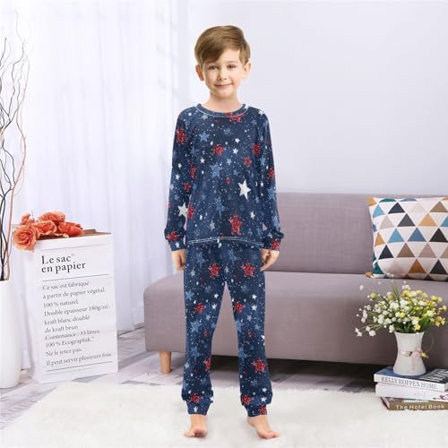 July 4th Stars Soft Pajama Set for All Seasons,Breathable Pjs Long Sleeve Sleepwear,Comfy Loungewear 2 Piece Underwear Set 5T4