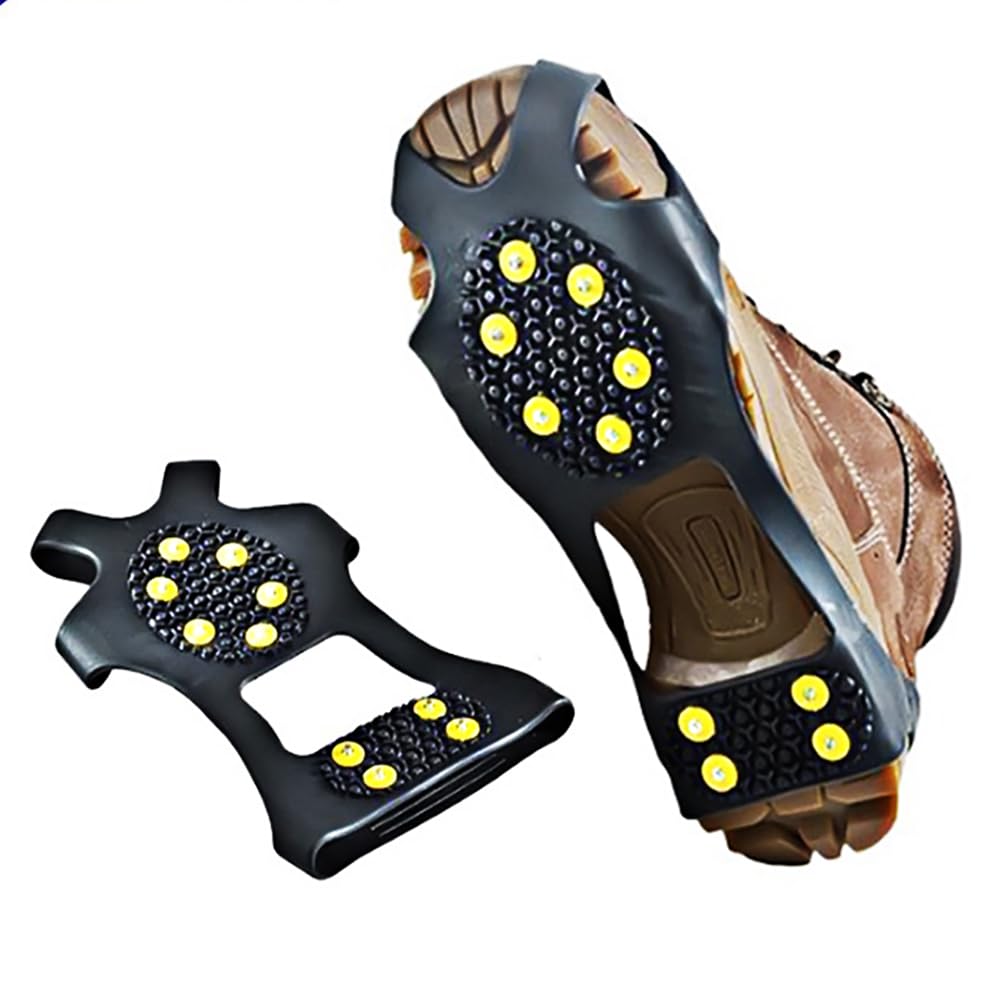 Aartner Ice Cleats, Ice Grips Traction Cleats Grippers Non-Slip Over Shoe/Boot Rubber Spikes Crampons Universal Slip-on Stretch Fit Snow & Ice Spikes Traction Cleats Crampons (XL)