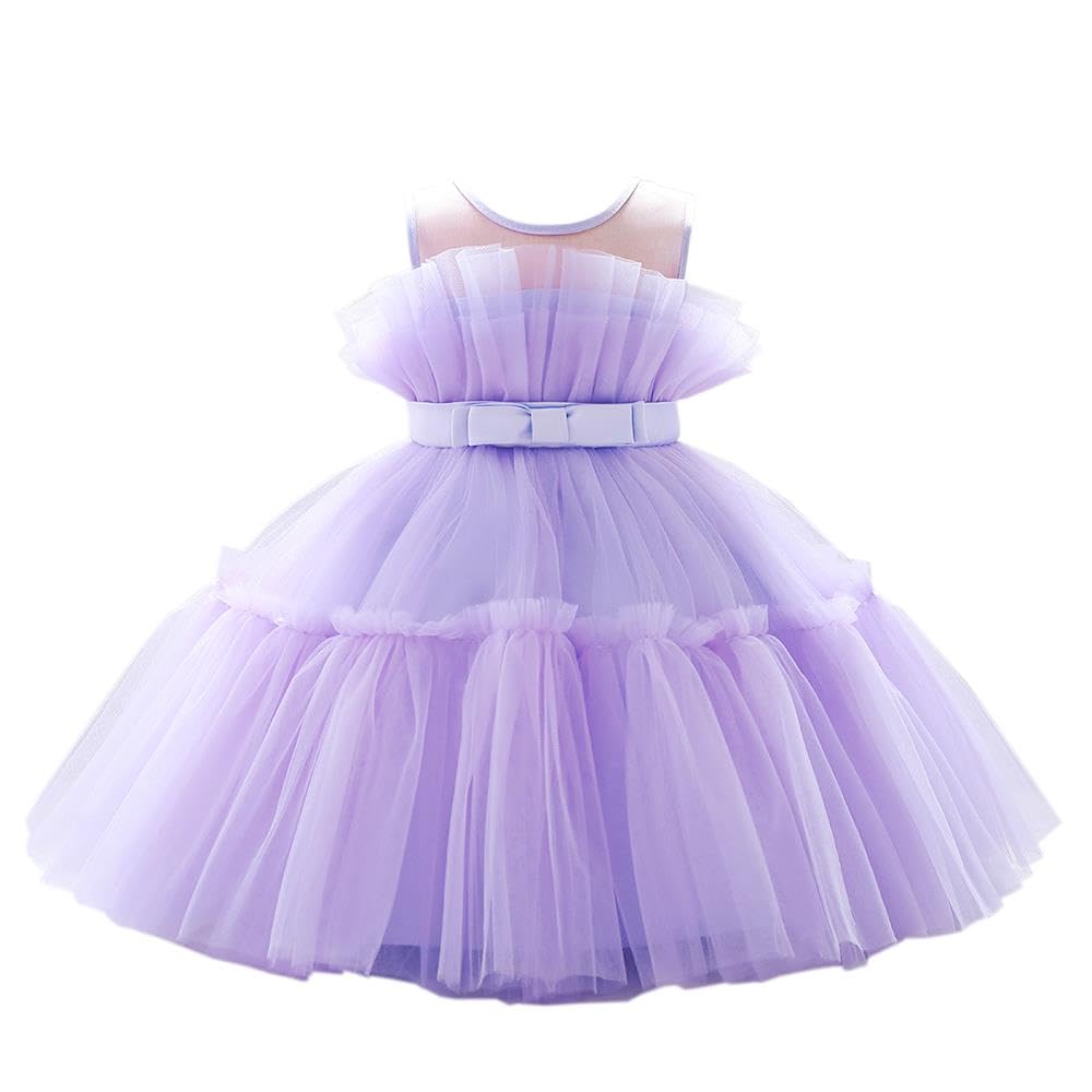 Lito Angels Girls Purple Wedding Bridesmaid Flower Fancy Dress Occasion Party Ball Gown Outfit For Kids Age 2-3 Years, (Tag Number 90)