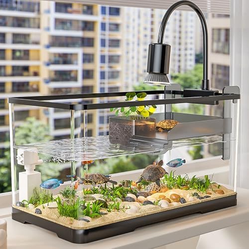 Hogar y Cocina, Acuario para Tortugas, Recinto acuático Completo para Tortugas con Filtro, Acuario para Tortugas, Lago de Agua con Bomba de Agua, Hábi