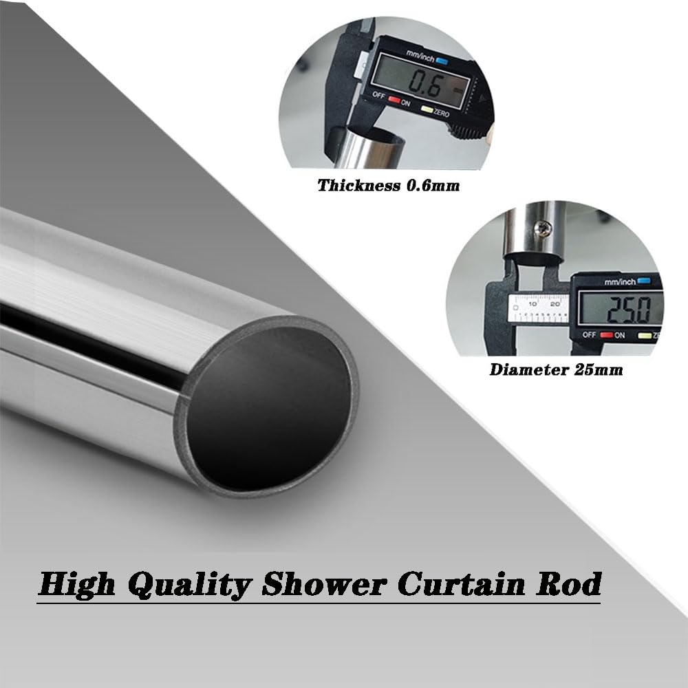 Barra de Cortina de Ducha en L, Acero Inoxidable 304, Barra de Ducha Esquina Ajustable Sin/Con Taladrar, Antióxido para Baño y Bañera, 75–95 cm x 75–95 cm