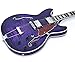 GROTE Jazz Electric Guitar Semi-Hollow Body Trapeze Tailpiece Bridge Guitar Gig Bag (Purple)