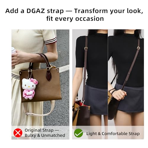 Image of DGAZ Vachetta Leather Adjustable Crossbody Strap for ONTHEGO bag with Gift Box, Handmade DIY purse Strap (0.6 Inch Wide,35.4-47.2 Inch Long; Color Blocking (Thin Strap))