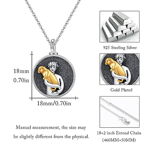XIXLES Dog Ashes Necklace 925 Sterling Silver Pet Urn Pendant Cremation Jewellery for Women Men, 21mm pendant with a 55.9 cm chain - Image 4