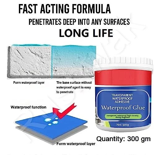 Image of Rushwak Crack Seal Agent 300gm with Brush Transparent Waterproof Roof Leakage Crack Seal Agent Roof Water Leakage Solution Water Proof Solution Transparent Solution Waterproofing for Pipe Wall Tiles
