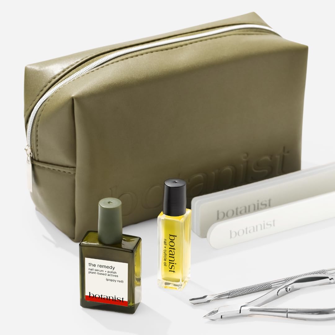 Botanist Nail Strengthening Manicure Kit | Everything Needed for Longer, Stronger Nails | Grow and Strengthen Damaged Nails | Non-Toxic, 84% Plant Based, 21-Free & Vegan (Poppy Red)