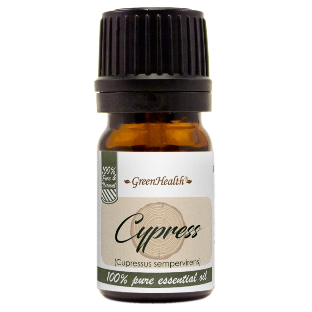 GreenHealth Cypress – 1/6 fl oz (5 ml) Glass Bottle – 100% Pure Essential Oil