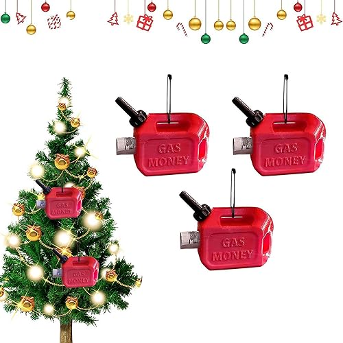 Image of NTVOWPZO 3Pcs Gas Can Money Holder, Gas Can Ornament for Christmas Tree Ornaments