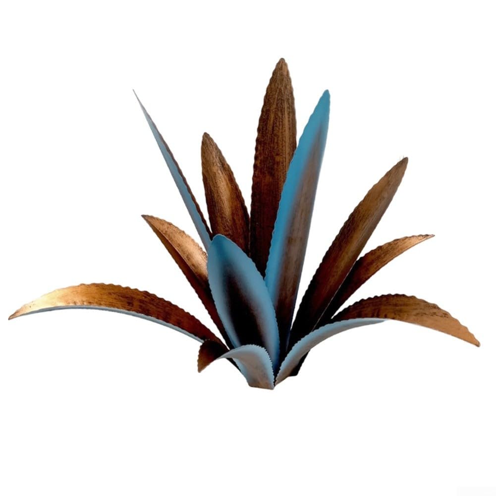 HpLive Sculpture décorative de jardin d'agave en métal pour pelouse et terrasse, résistante aux intempéries (bleu)