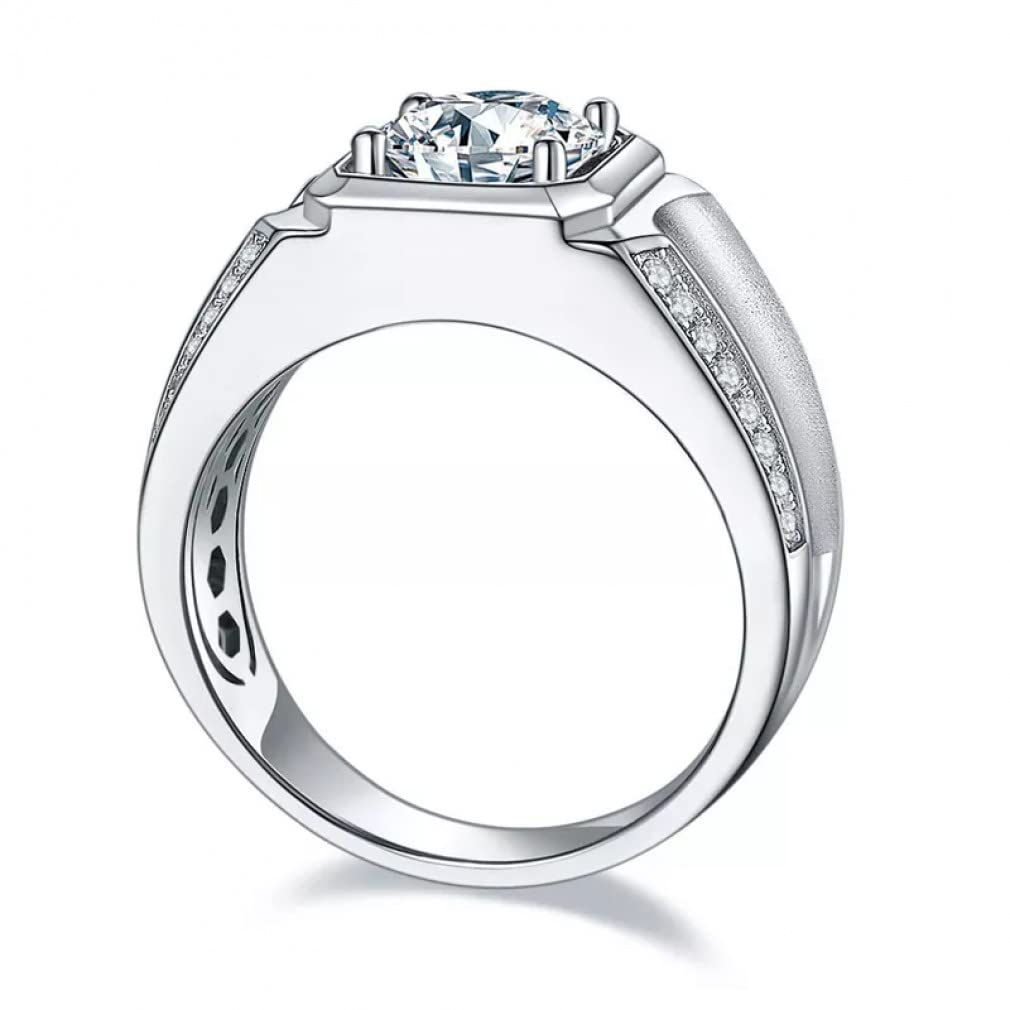925 Sterling Silber D Farbe Moissanite Verlobungsdiamantringe für Männer Funkelnde Hochzeitsschmuck Geschenke