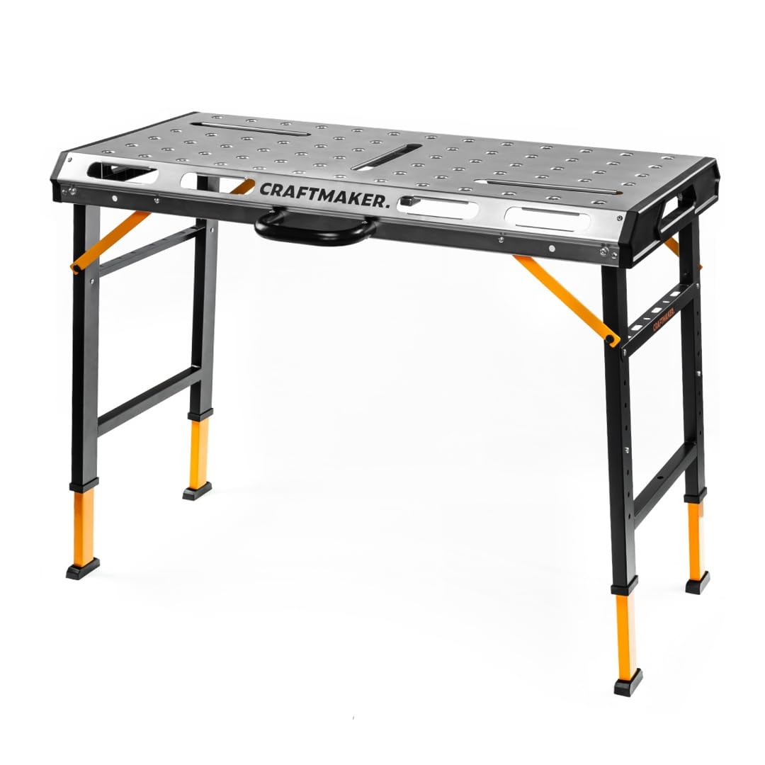 CRAFTMAKER SteelBench S110 Werkbank, Klappbare Multifunktionstisch mit Hoher Tragfähigkeit von 450kg, Höhenverstellbare Werkbank, Stahlkonstruktion