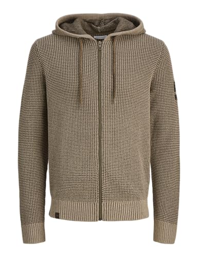 JACK & JONES Jjethan Knit huvtröja med dragkedja, Porslin, S