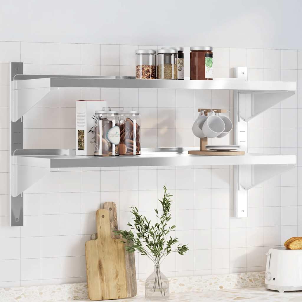 vidaXL Estante de Pared Acero Inoxidable Plateado 100x40x60 cm