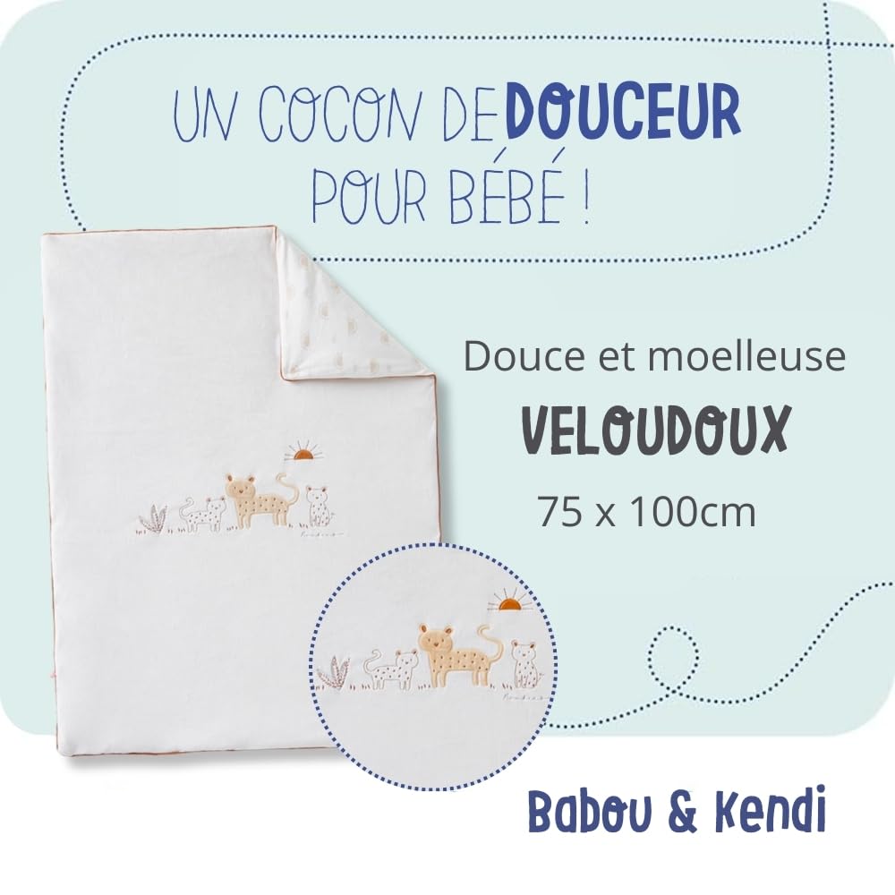 NOUKIES koc aksamitny - Babou & Kendi - ecru 75 x 100 cm