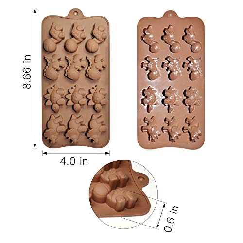 image for homEdge 12-Cavity Dinosaur Chocolate Mold, Set of 4PCS Non Stick Silic