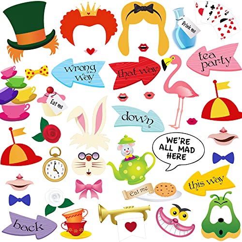 Alice in Wonderland Photo Booth Props, 40pcs Alice in Wonderland ...