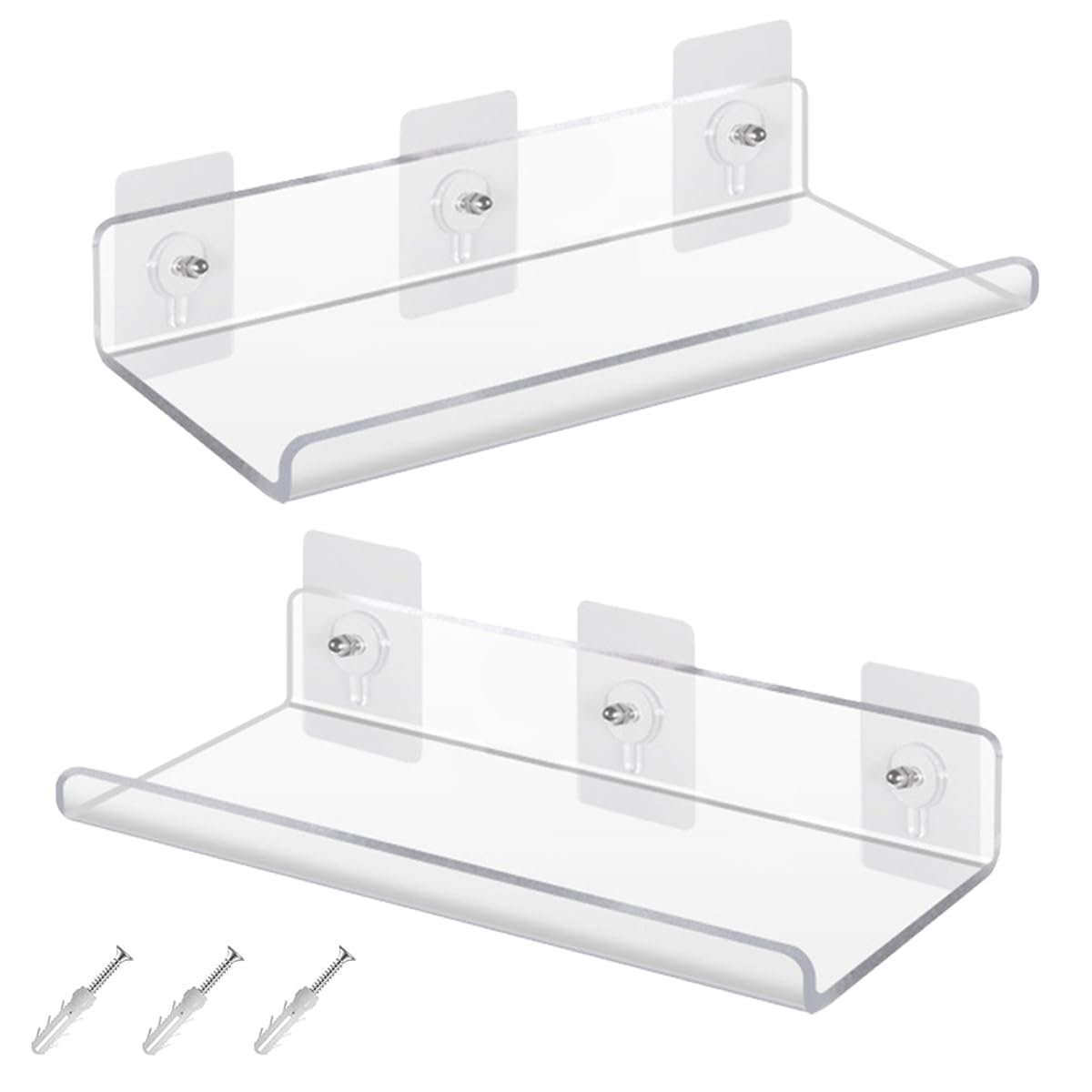 12x Acryl Schweberegale 30 Cm – Transparent, 4 Mm Dick, Mit Montagematerial