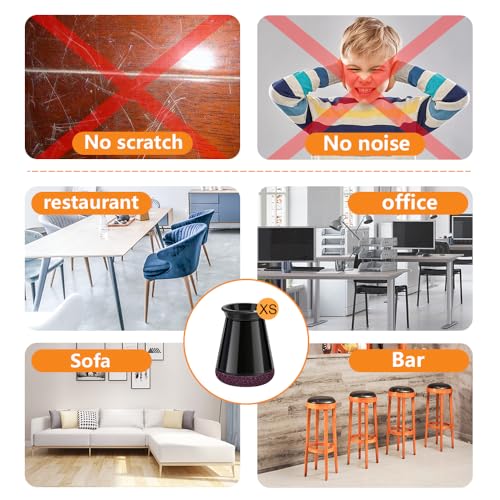 Image of 32 Pcs Chair Leg Protectors for Hardwood Floors, Silicone Felt Furniture Leg Cover Pad for Protecting Floors from Scratches and Noise, Smooth Moving,Black X-Small(Fit Round Diameter:8 /16''-15 /16'')