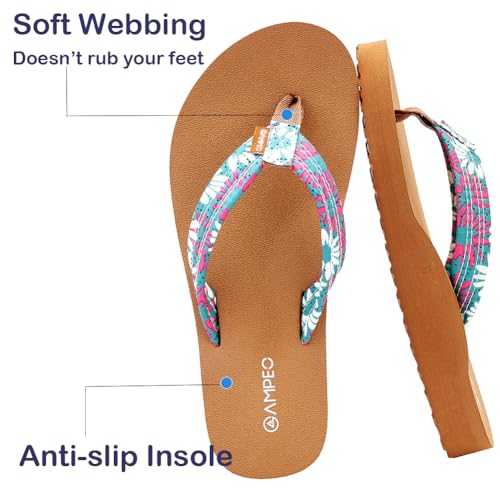 Ampeo Women's Arch Support Flip Flops Comfortable Casual Summer Beach Thong Sandals