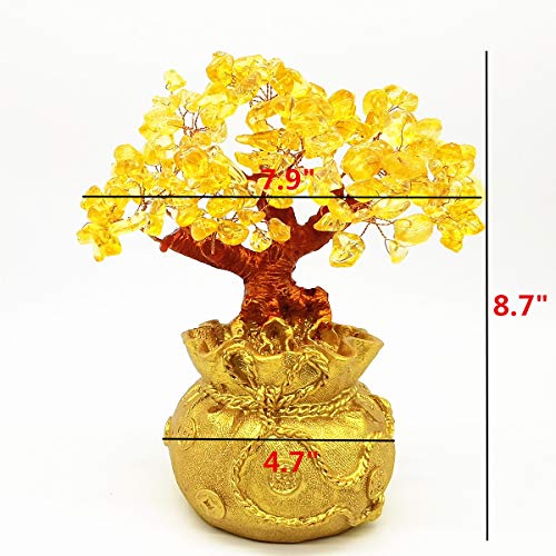 Colorsheng Feng Shui Yellow Quartz Crystal Tree, Bonsai Style Money Trees Decoration For Luck And Wealth (Purse) #TOP1