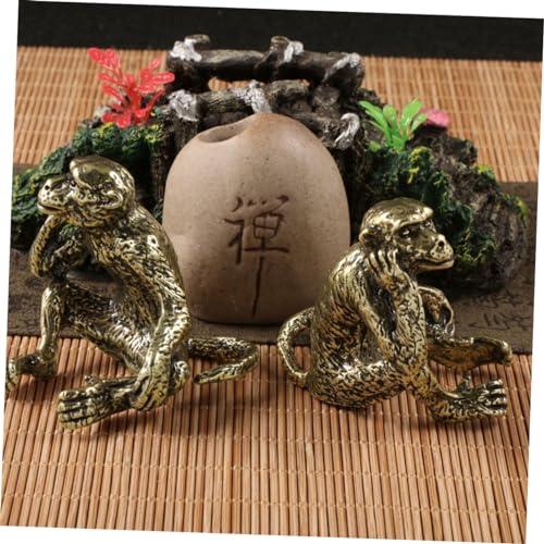 Figurine de singe vintage en laiton pour decoration de bureau miniature