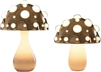 3 Color Mushroom Light, Adorable Mushroom Table Lamp for Bedroom, Living Room, Reading Room LED Bulb Included,Set Gold