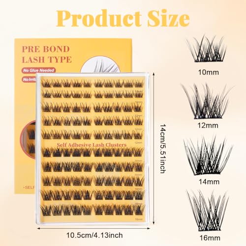 Image of MAYCREATE 100pcs Self Adhesive Lash Clusters Wispy Fake False Eyelashes 10-16mm Natural Look DIY High-end Fibers Cluster Lashes Eyelash Kit for Daily Use Party Festival