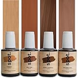 Light Brown Wood Stain Repair Kit, Brush-On Touch-Up Stain Bottles, Golden Oak, Early America, Cherry, Red Oak, Interior and Exterior Wood, 4 fl oz Total by spot.