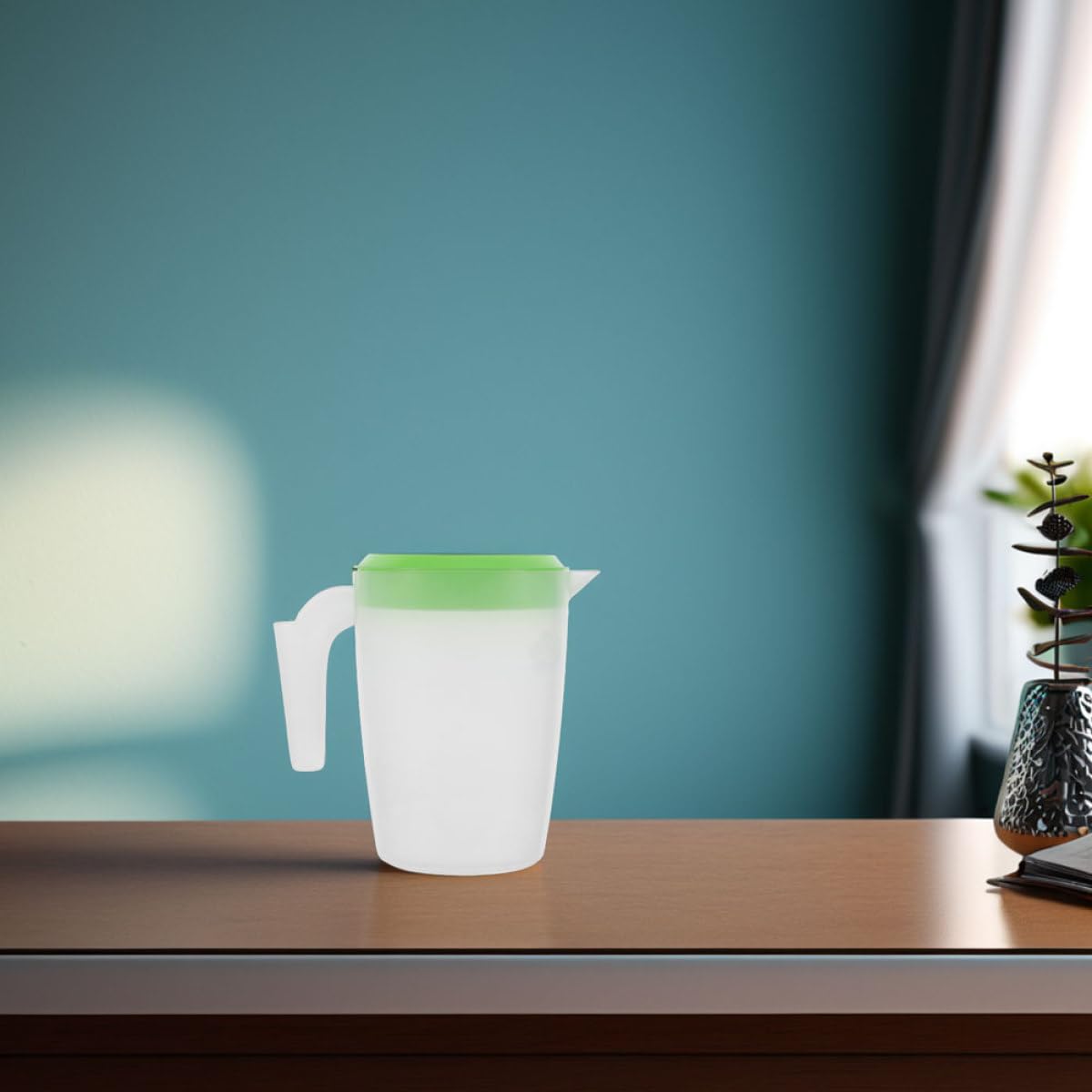 Pichet Plastique 1l avec Couvercle, Récipient pour Boissons Froides, Lot de 2 Pièces