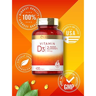 Carlyle Vitamin D3 2000IU Softgels | 400 Count | Non-GMO, Gluten Free Formula | 50 mcg | Vitamin D Supplement