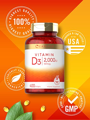 Carlyle Vitamin D3 2000 Iu Softgels | 400 Count | Non-Gmo, Gluten Free Formula | 50 Mcg | Vitamin D Supplement #TOP4