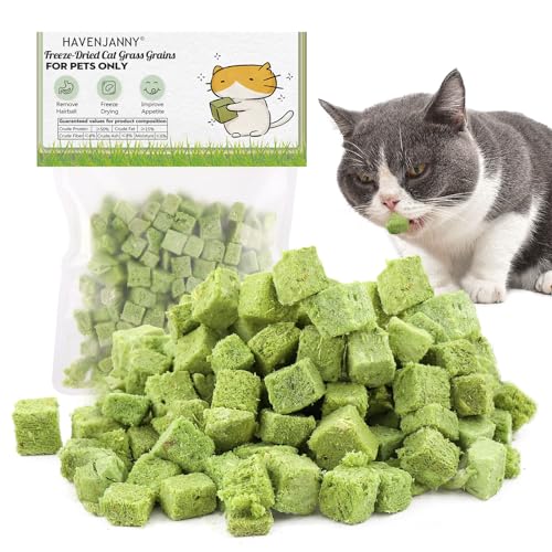 60g Cat Grass Treats, Freeze-Dried Teething Stick Piece Snacks for Cats, Edible Chew Toys for Teeth Cleaning and Hairball Removal