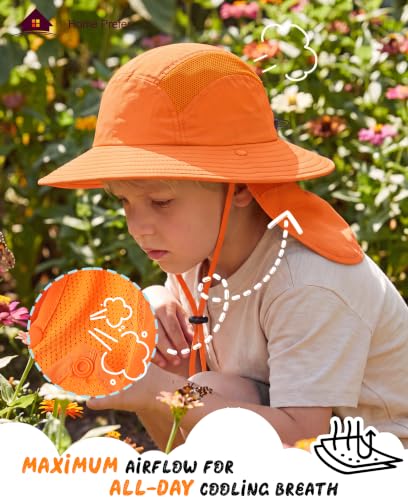 Image of Home Prefer UPF 50+ Boys Sun Hat with Neck Flap Wide Brim Summer Beach Bucket Hat for Boys Girls Toddler Kids Safari Hat